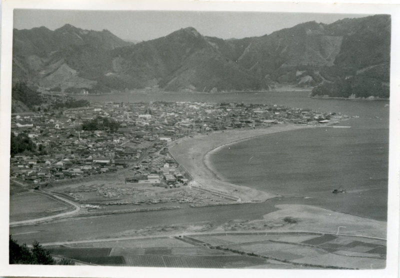 新荘川口から望む須崎町の写真