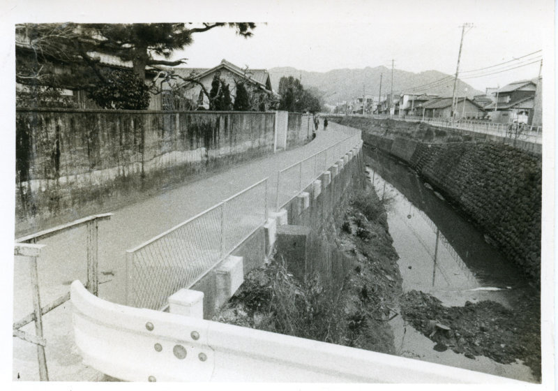 堀川端北側道に防護金網設置の写真