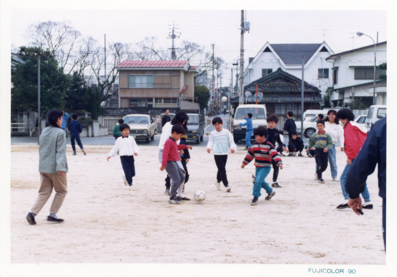 親子サッカーの写真